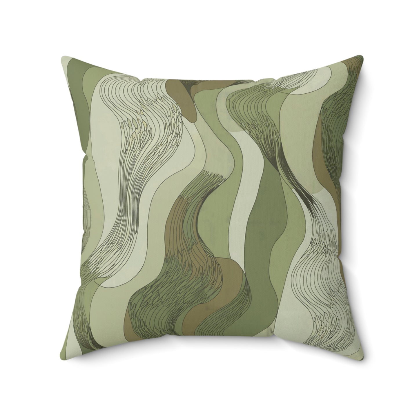 "Marshes"- Khaki. Luxurious 20x20 Faux Suede, Printed Throw Pillow – Home Décor for your Living Room, Bedroom or Office.