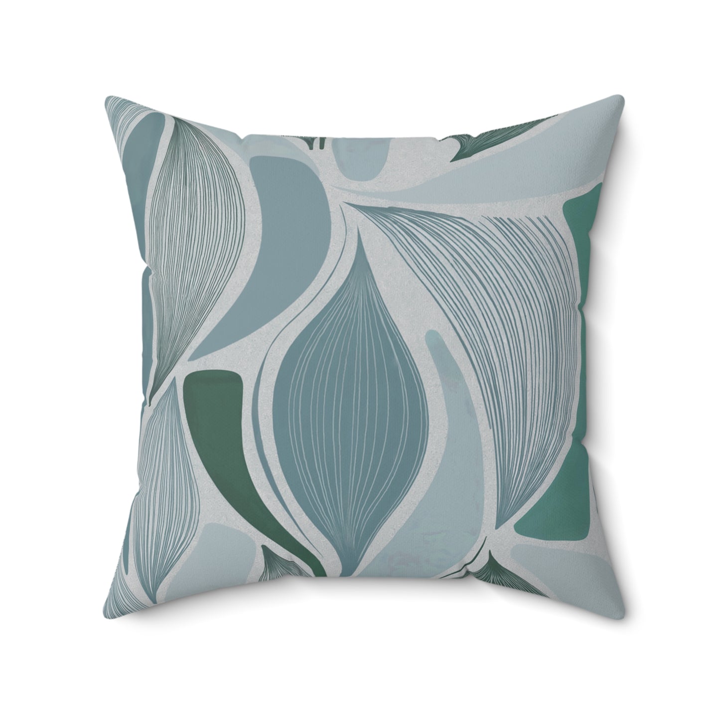 "Mod Leaves"- Ice Blue. Luxurious 20x20 Faux Suede, Printed Throw Pillow – Home Décor for your Living Room, Bedroom or Office.