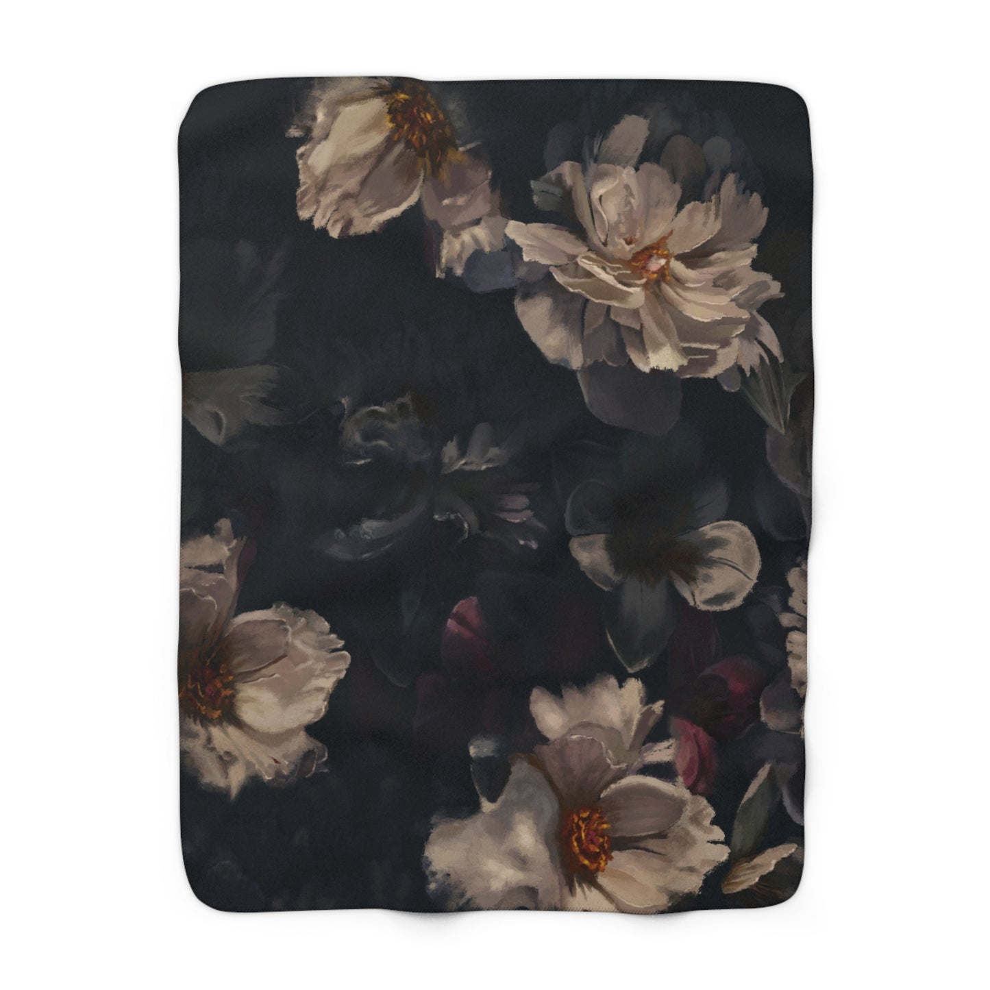 Moody Blues - Luxurious Floral Sherpa Fleece Blanket – Cozy Home Decor for Relaxation