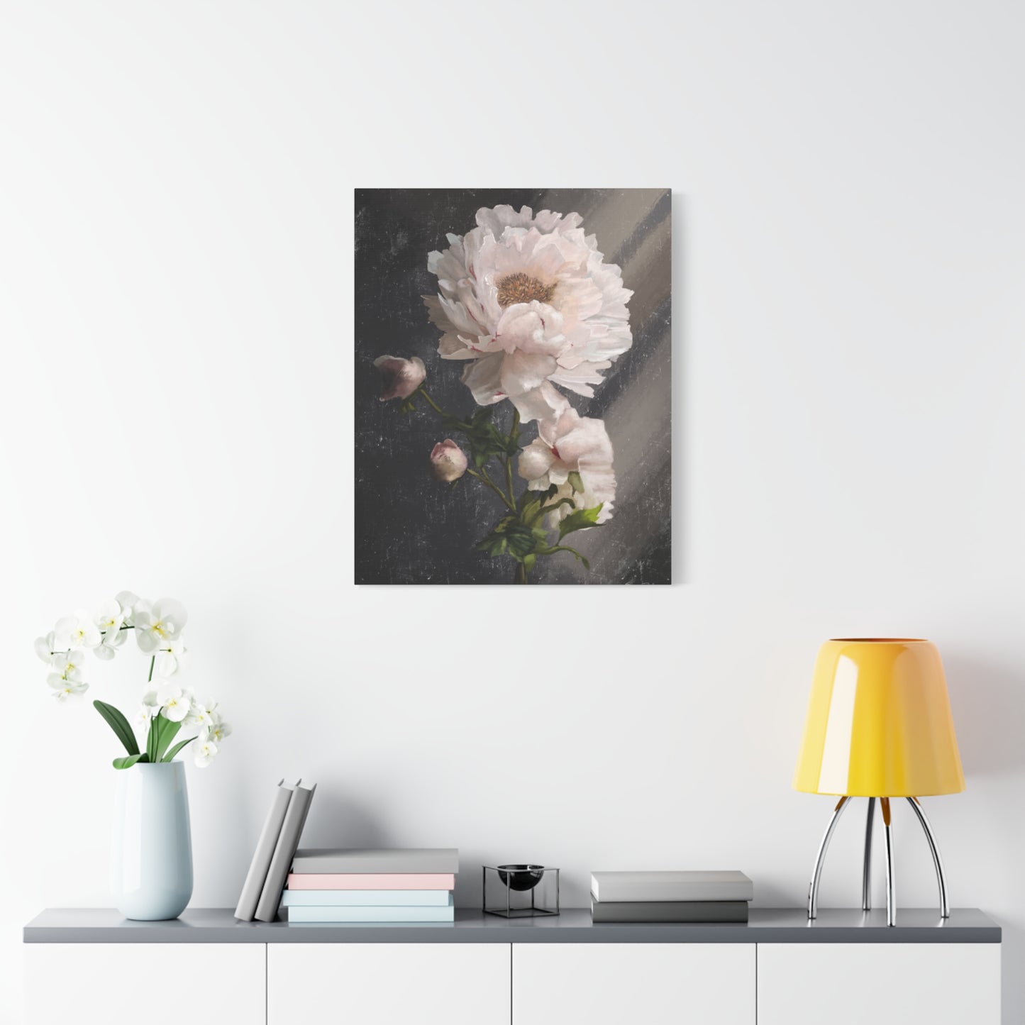 White Peony Canvas Print, Gallery Wrapped Giclee, Ready to Hang, Wall Art