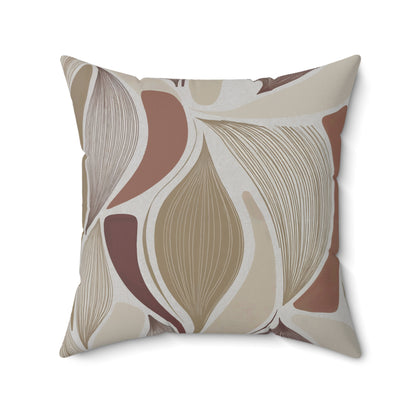 "Mod Leaves"- Tan.  Luxurious 20x20 Faux Suede, Printed Throw Pillow – Home Décor for your Living Room, Bedroom or Office.