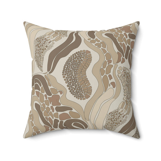 "Particle" - Tan.  Luxurious 20x20 Faux Suede, Printed Throw Pillow – Home Décor for your Living Room, Bedroom or Office.