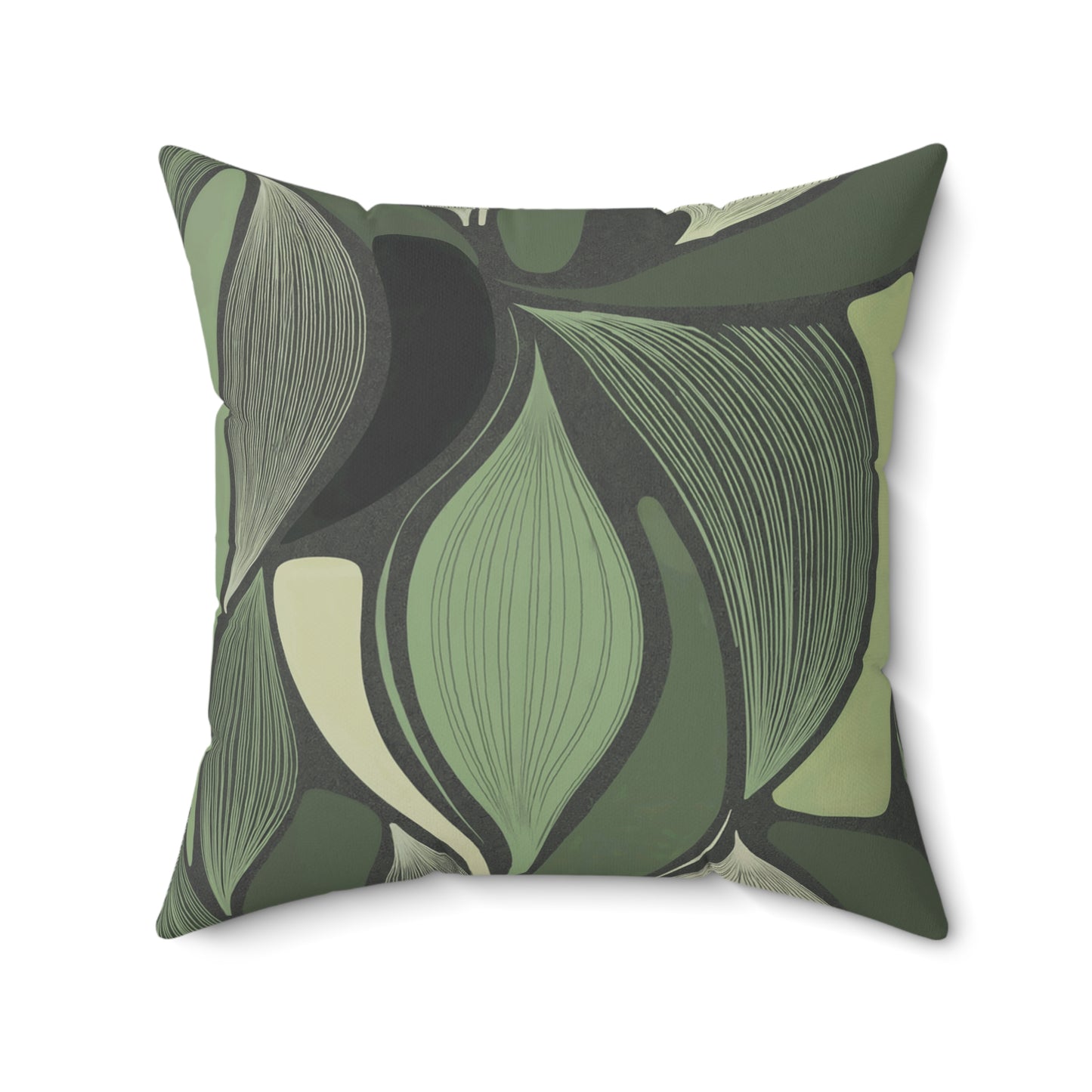 "Mod Leaves"- Olive.  Luxurious 20x20 Faux Suede, Printed Throw Pillow – Home Décor for your Living Room, Bedroom or Office.