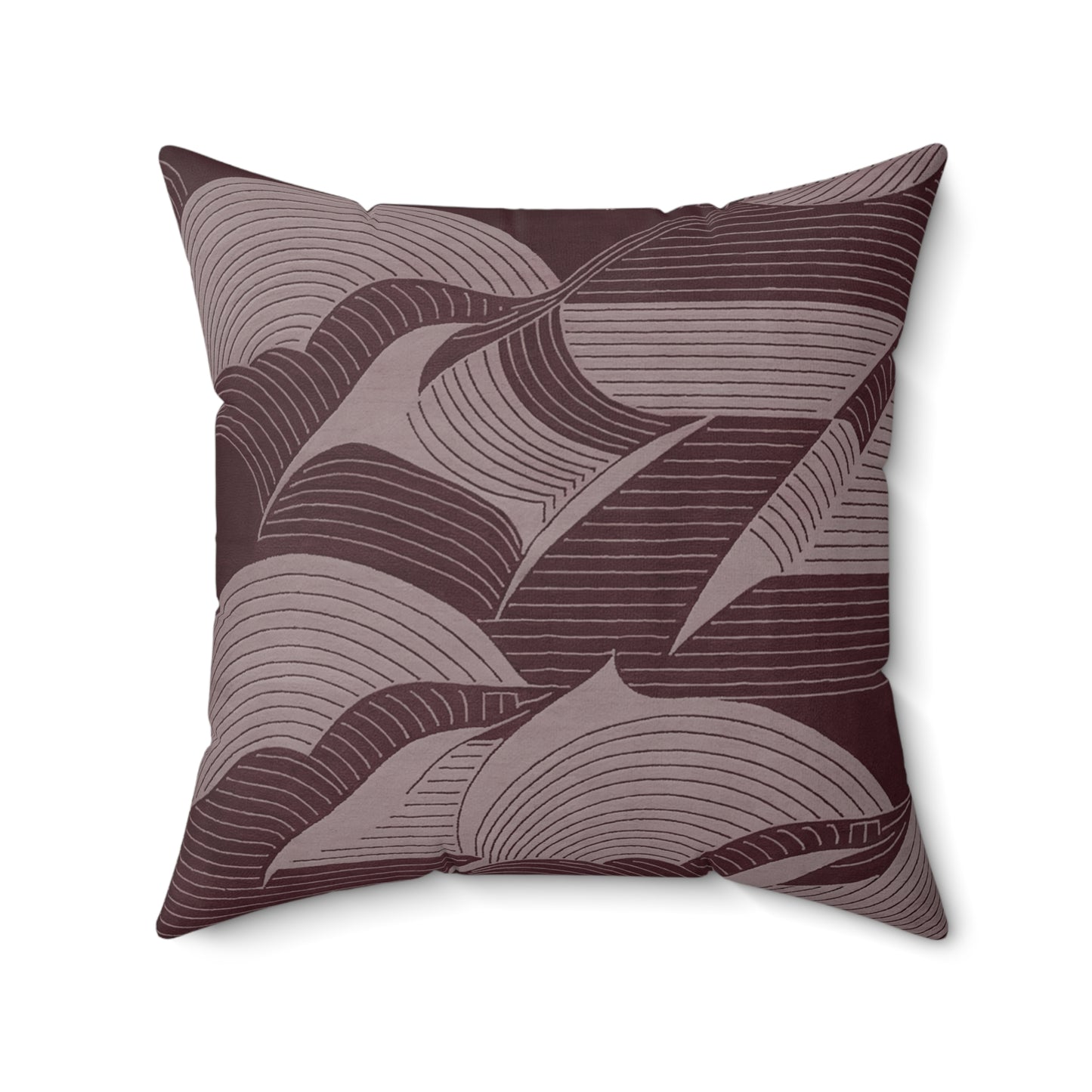 "Retro Lines" - Eggplant.  Luxurious 20x20 Faux Suede, Printed Throw Pillow – Home Décor for your Living Room, Bedroom or Office.