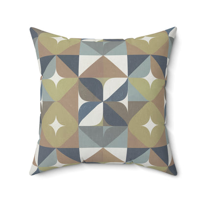 "Mid Geo" - Blue.  Luxurious 20x20 Faux Suede, Printed Throw Pillow – Home Décor for your Living Room, Bedroom or Office.