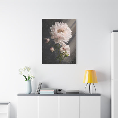 White Peony Canvas Print, Gallery Wrapped Giclee, Ready to Hang, Wall Art