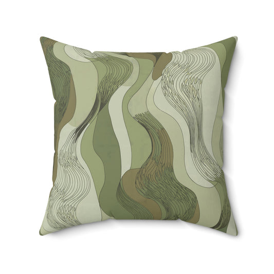 "Marshes"- Khaki.  Luxurious 20x20 Faux Suede, Printed Throw Pillow – Home Décor for your Living Room, Bedroom or Office.