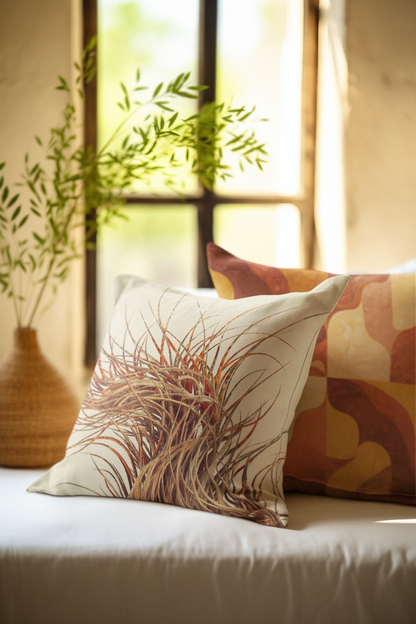 "Wild Grass" Luxurious 20x20 Faux Suede, Printed Throw Pillow – Home Décor for your Living Room, Bedroom or Office.