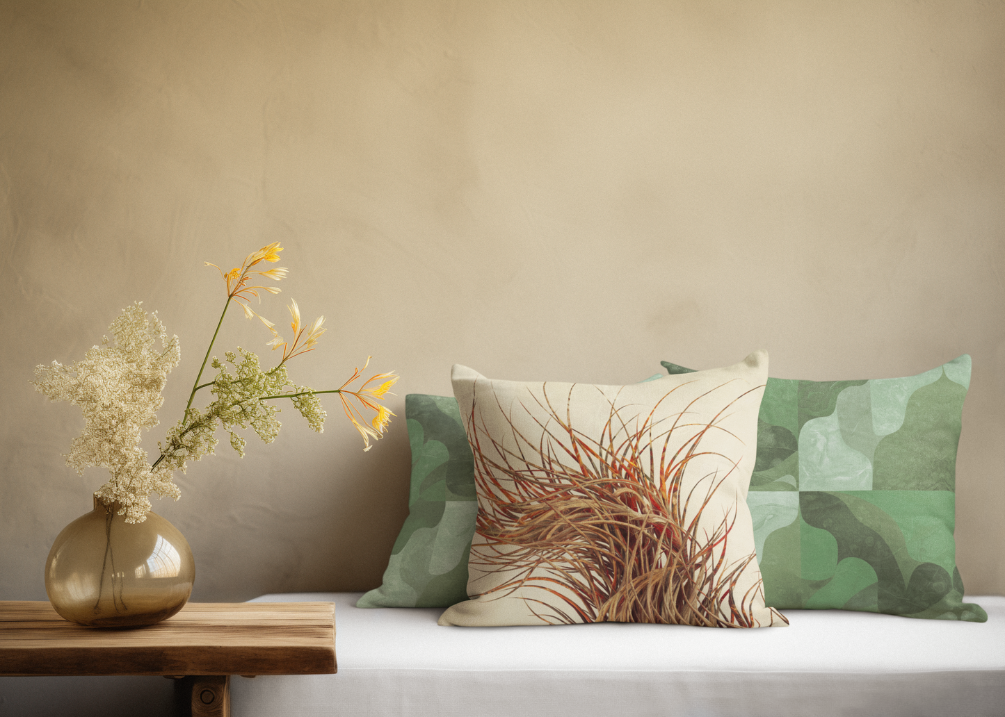 "Wild Grass" Luxurious 20x20 Faux Suede, Printed Throw Pillow – Home Décor for your Living Room, Bedroom or Office.