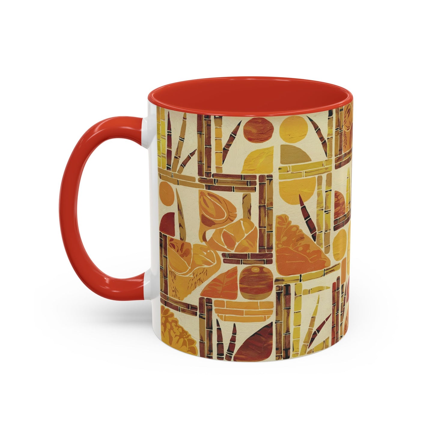 Papaya - 11oz Retro Accent Mug - Unique Coffee Cup with Vintage Patterns and Slogans