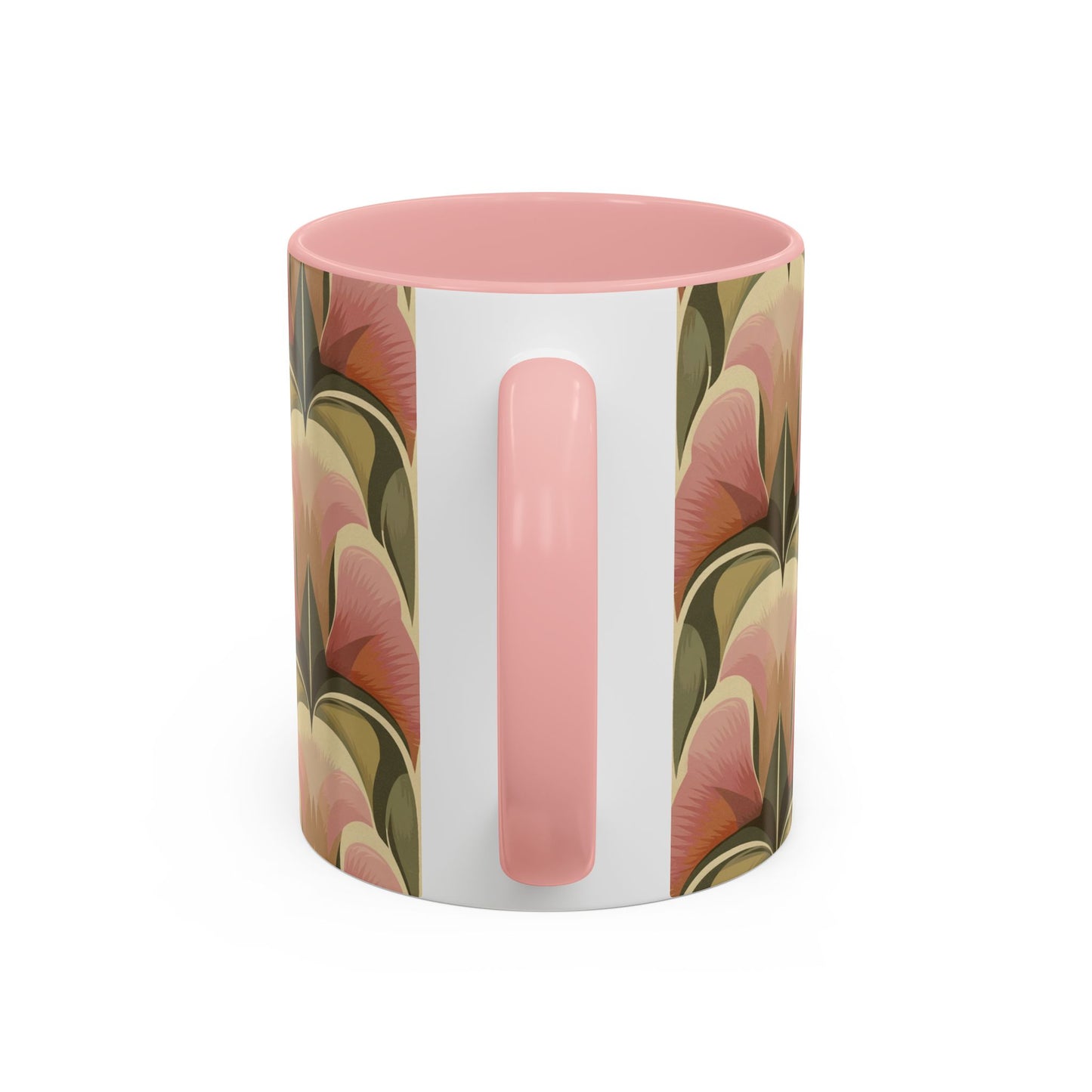 Dusty Rose - 11oz Retro Accent Mug - Unique Ceramic Coffee Cup with Vintage Pattern