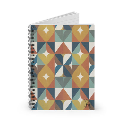 "Mid Geo"  Spiral Bound Notebook - Ruled Line.