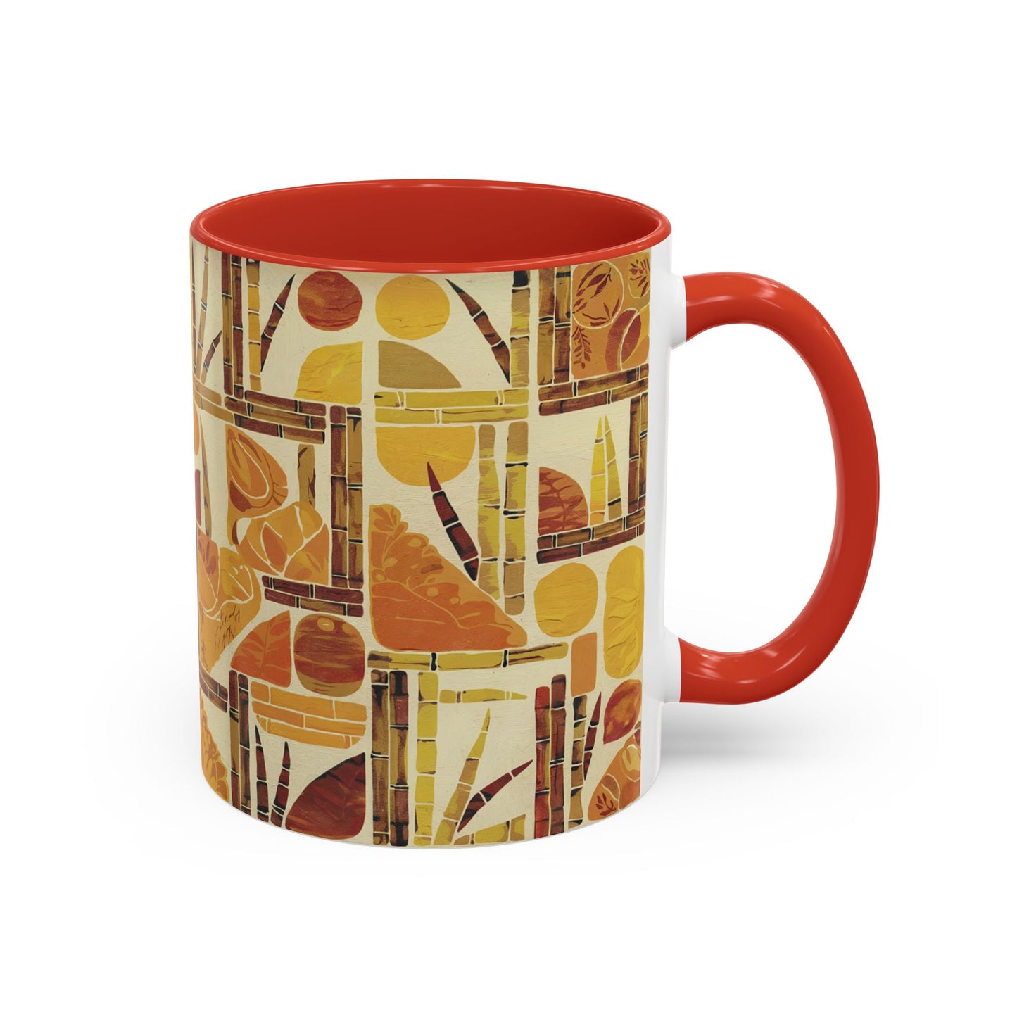 Papaya - 11oz Retro Accent Mug - Unique Coffee Cup with Vintage Patterns and Slogans