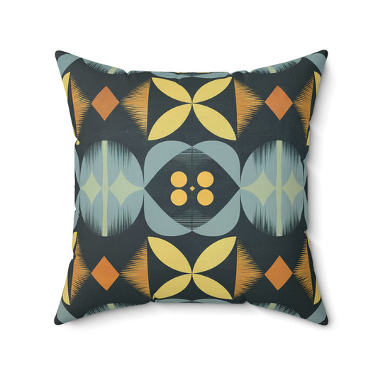 "Mid Geo 2"- Gold.  Luxurious 20x20 Faux Suede, Printed Throw Pillow – Home Décor for your Living Room, Bedroom or Office.