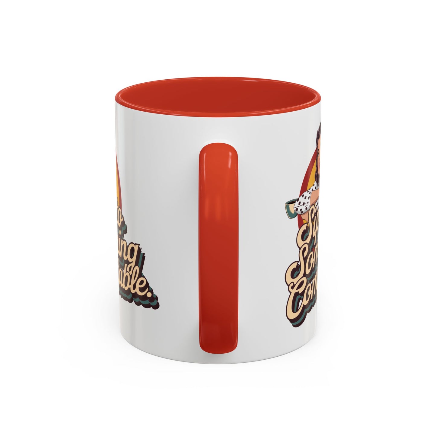 Sip Into Something Comfortable - 11oz Retro Accent Mug - Unique Coffee Cup with Vintage Patterns and Slogans