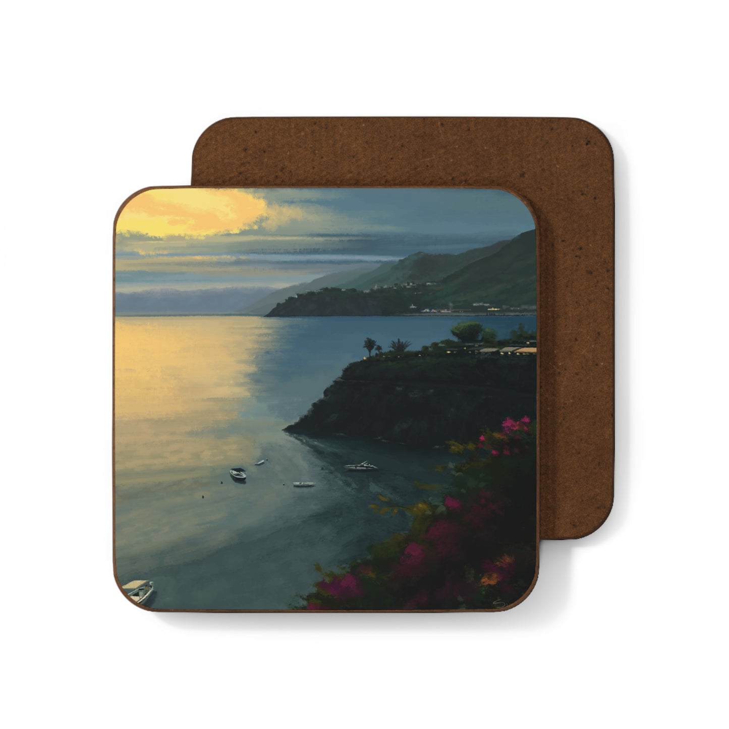 "Cinque Terre" 3.5x3.5 Hardboard Back Coaster