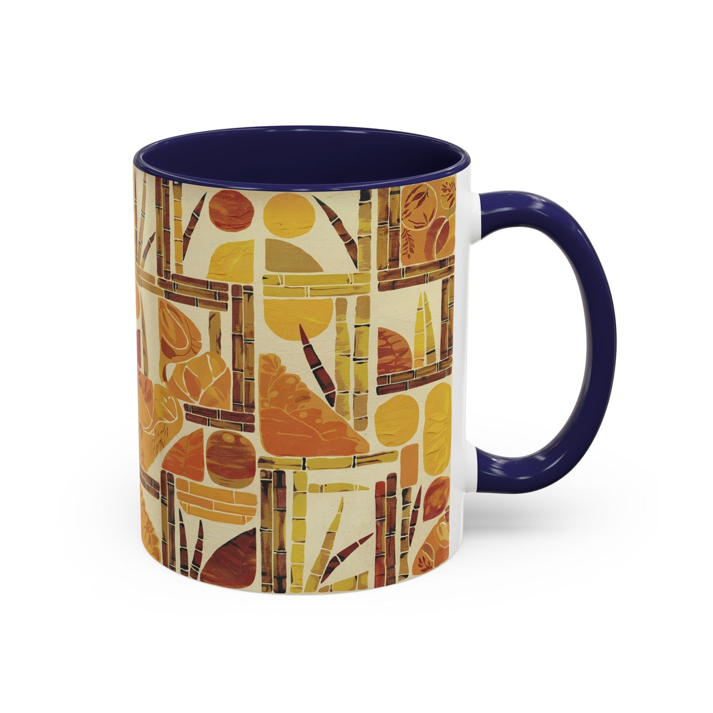 Papaya - 11oz Retro Accent Mug - Unique Coffee Cup with Vintage Patterns and Slogans