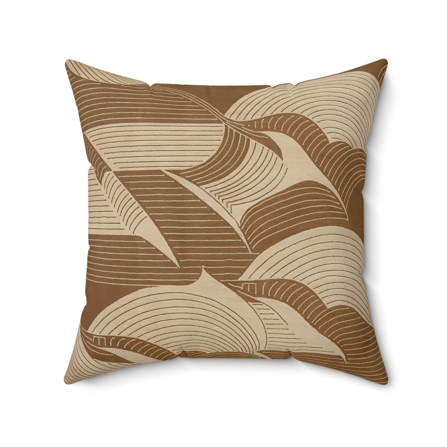 "Retro Lines" - Tan.  Luxurious 20x20 Faux Suede, Printed Throw Pillow – Home Décor for your Living Room, Bedroom or Office.