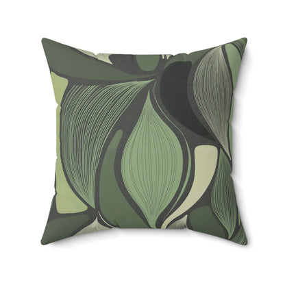 "Mod Leaves"- Olive.  Luxurious 20x20 Faux Suede, Printed Throw Pillow – Home Décor for your Living Room, Bedroom or Office.