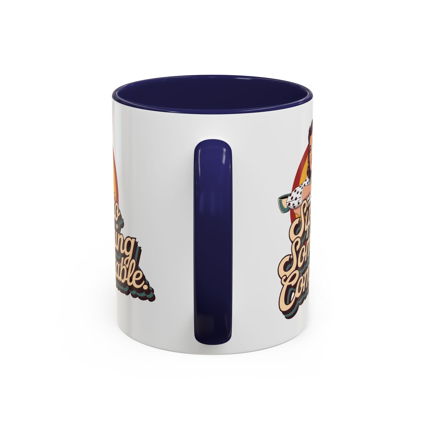 Sip Into Something Comfortable - 11oz Retro Accent Mug - Unique Coffee Cup with Vintage Patterns and Slogans