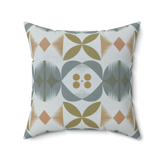 "Mid Geo 2" - Olive.  Luxurious 20x20 Faux Suede, Printed Throw Pillow – Home Décor for your Living Room, Bedroom or Office.