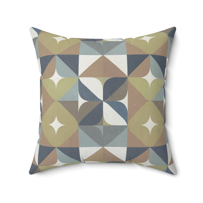 "Mid Geo" - Blue.  Luxurious 20x20 Faux Suede, Printed Throw Pillow – Home Décor for your Living Room, Bedroom or Office.