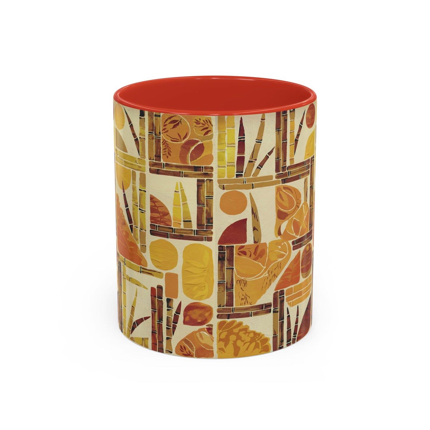 Papaya - 11oz Retro Accent Mug - Unique Coffee Cup with Vintage Patterns and Slogans