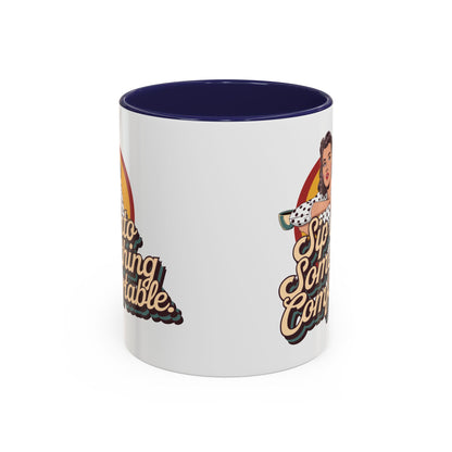 Sip Into Something Comfortable - 11oz Retro Accent Mug - Unique Coffee Cup with Vintage Patterns and Slogans