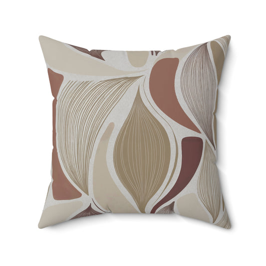 "Mod Leaves"- Tan.  Luxurious 20x20 Faux Suede, Printed Throw Pillow – Home Décor for your Living Room, Bedroom or Office.