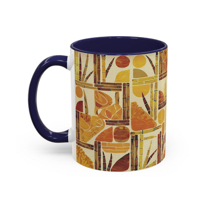 Papaya - 11oz Retro Accent Mug - Unique Coffee Cup with Vintage Patterns and Slogans