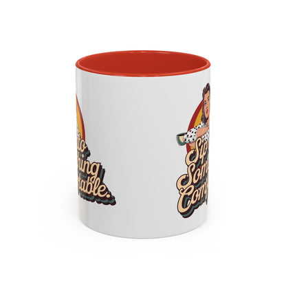 Sip Into Something Comfortable - 11oz Retro Accent Mug - Unique Coffee Cup with Vintage Patterns and Slogans