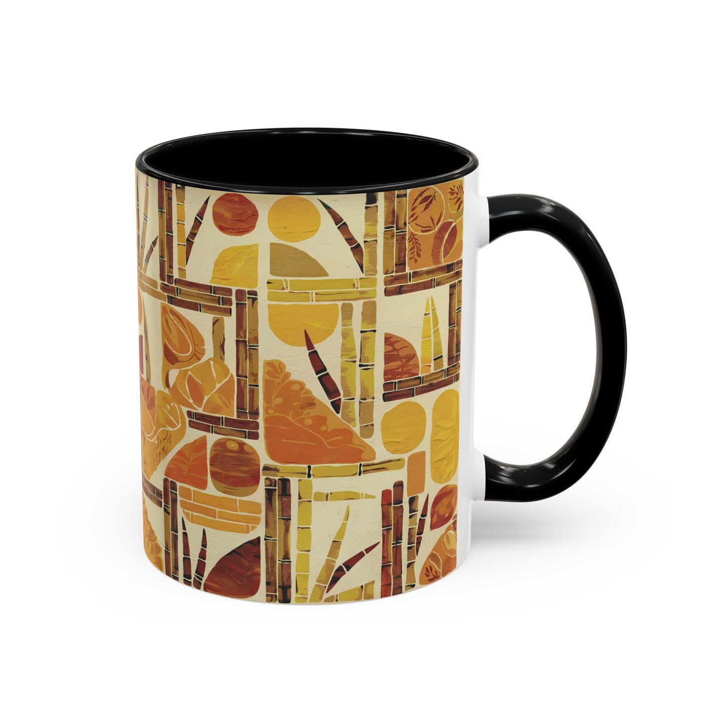 Papaya - 11oz Retro Accent Mug - Unique Coffee Cup with Vintage Patterns and Slogans