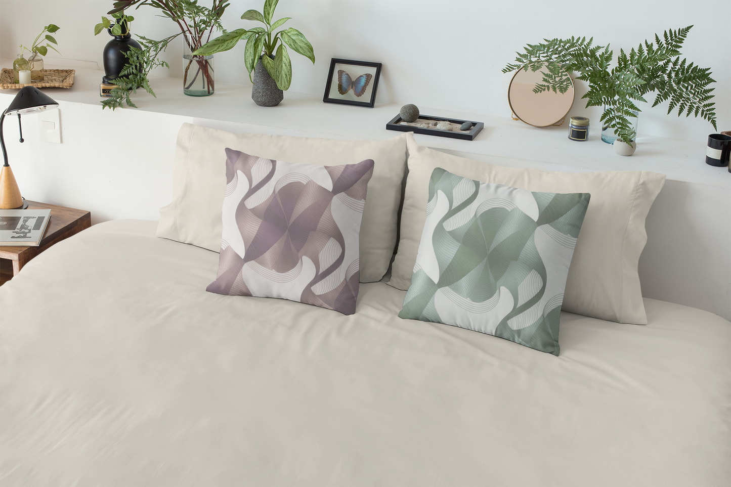 Currents-Eggplant. Luxurious 20x20 Faux Suede, Printed Throw Pillow – Home Décor for your Living Room, Bedroom or Office.