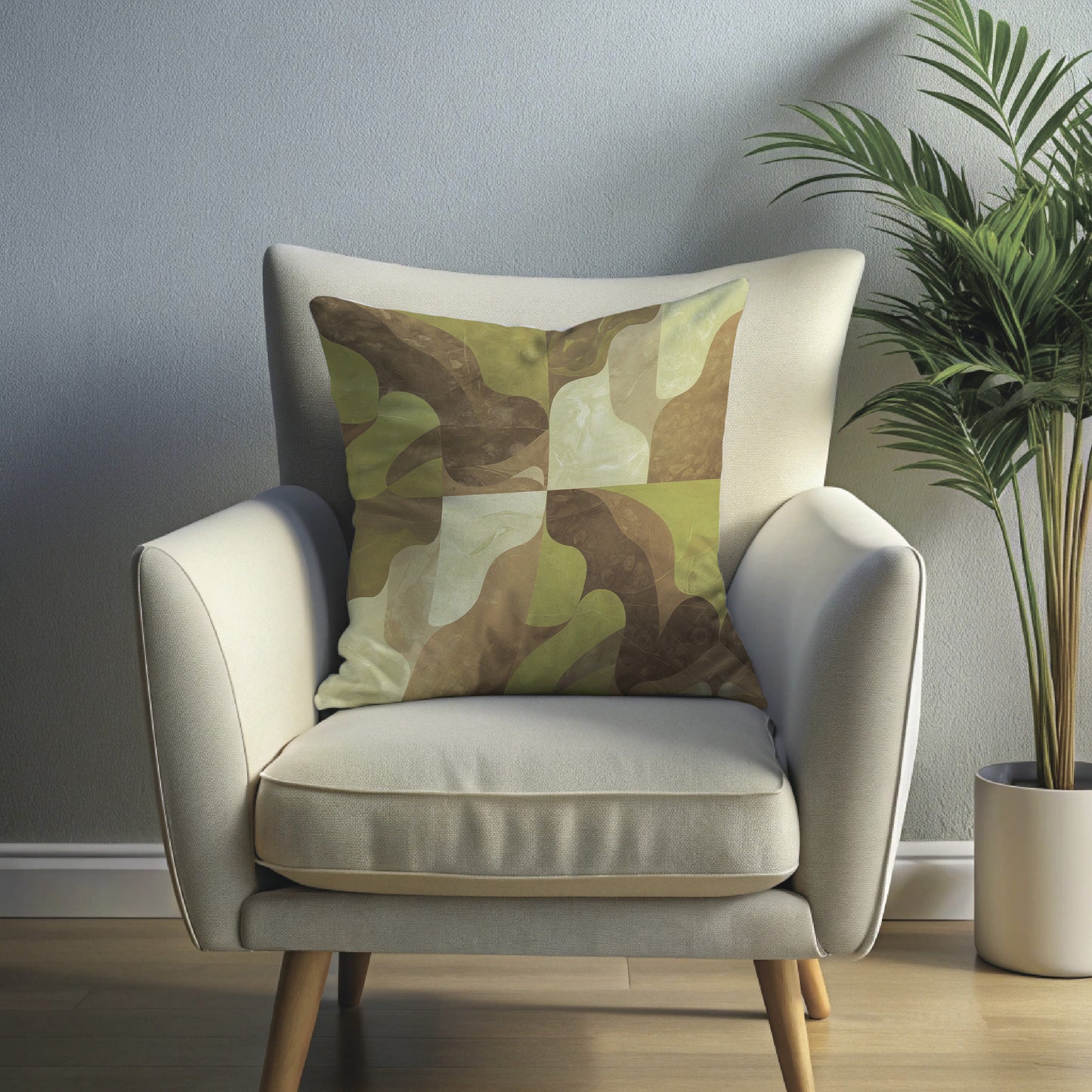 Embers-Olive. Luxurious 20x20 Faux Suede, Printed Throw Pillow – Home Décor for your Living Room, Bedroom or Office.