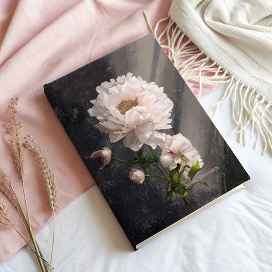 "White Peony" Hardcover Matte Journal - Serene Sentiments