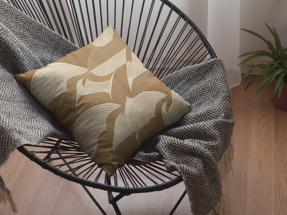 "Retro Lines" - Tan.  Luxurious 20x20 Faux Suede, Printed Throw Pillow – Home Décor for your Living Room, Bedroom or Office.